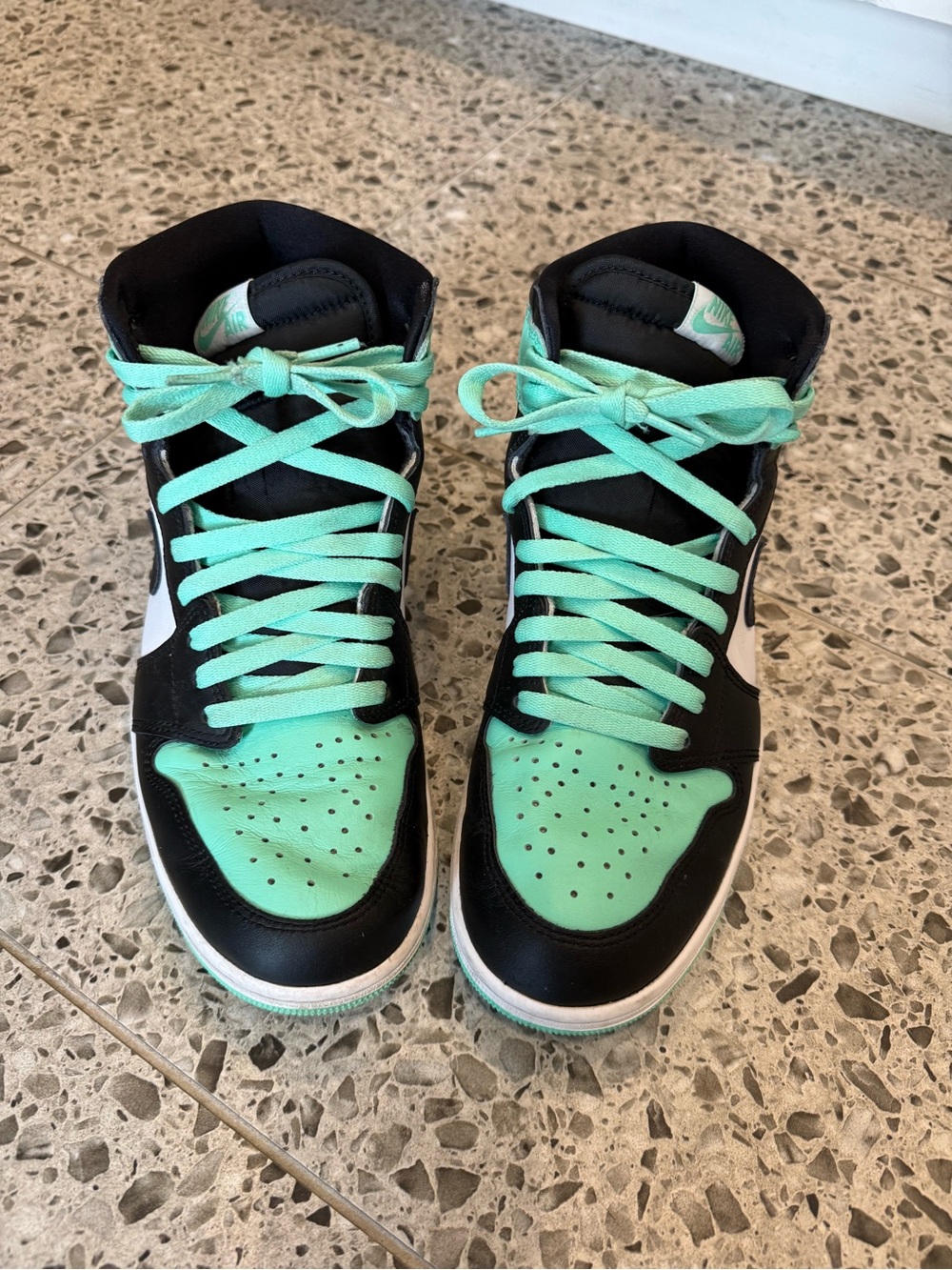 Nike High-Top Sneakers in Mint Green, Black & White